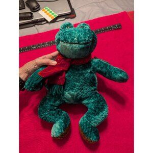 Vintage Chosun Plush Frog 16" Green Stuffed Animal Red Scarf Kmart Exclusive NWT